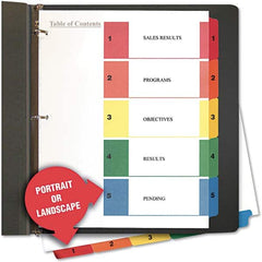 UNIVERSAL - Tabs, Indexes & Dividers Indexes & Divider Type: Preprinted Numeric Size: 8-1/2 x 11 - Exact Tooling