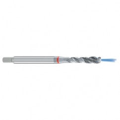 M6x1.0 6H 3-Flute Cobalt Red Ring Semi-Bottoming 40 degree Spiral Flute Tap-Bright - Exact Tooling