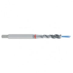 M8x1.25 6H 3-Flute Cobalt Red Ring Semi-Bottoming 40 degree Spiral Flute Tap-Bright - Exact Tooling