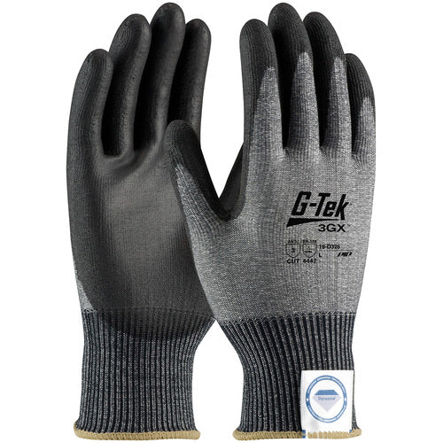 ‎19-D326/S Coated Gloves - G-Tek 3GX Dyneema Diamond - 13G Gray Shell - Black PU Smooth Grip - A3 - Exact Tooling