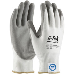 19-D330/L Coated Gloves - G-Tek 3GX Dyneema Diamond - White 13G Shell - Gray PU Smooth Grip - A4 - Exact Tooling