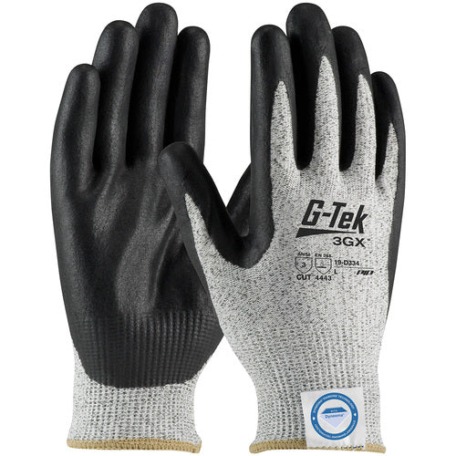 19-D334/XL Coated Gloves - G-Tek 3GX Dyneema Diamond - S&P 13G Shell - Black Nitrile Foam Grip - A3 - Exact Tooling
