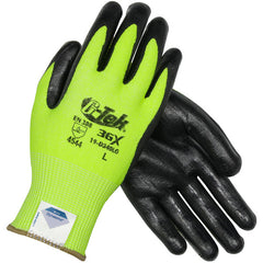 19-D340LG/M Coated Gloves - G-Tek 3GX Dyneema Diamond - Hi-Vis Yellow 13G - Black Nitrile Foam - A4 - Exact Tooling