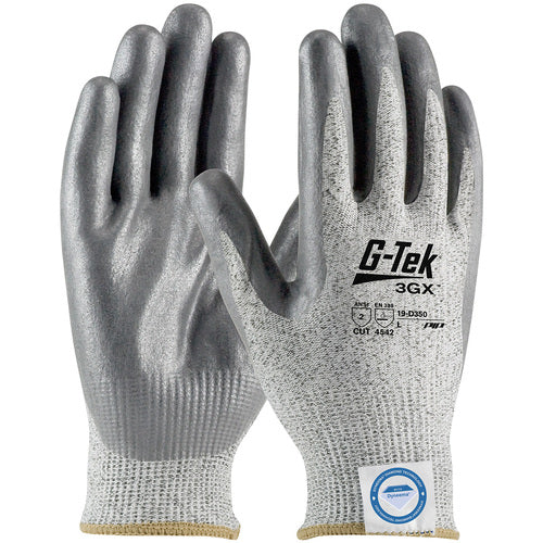 19-D350/XL Coated Gloves - G-Tek 3GX Dyneema Diamond - S&P 13G Shell - Gray Nitrile Foam Grip - A2 - Exact Tooling