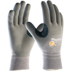 19-D475/M Gloves for Cut Protection - MaxiCut Gray Dyneema/Eng Yrn Shell - Gray 3/4 Nitrile MicroFoam Grip - A4 - Exact Tooling