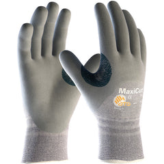 19-D475/L Gloves for Cut Protection - MaxiCut Gray Dyneema/Eng Yrn Shell - Gray 3/4 Nitrile MicroFoam Grip - A4 - Exact Tooling