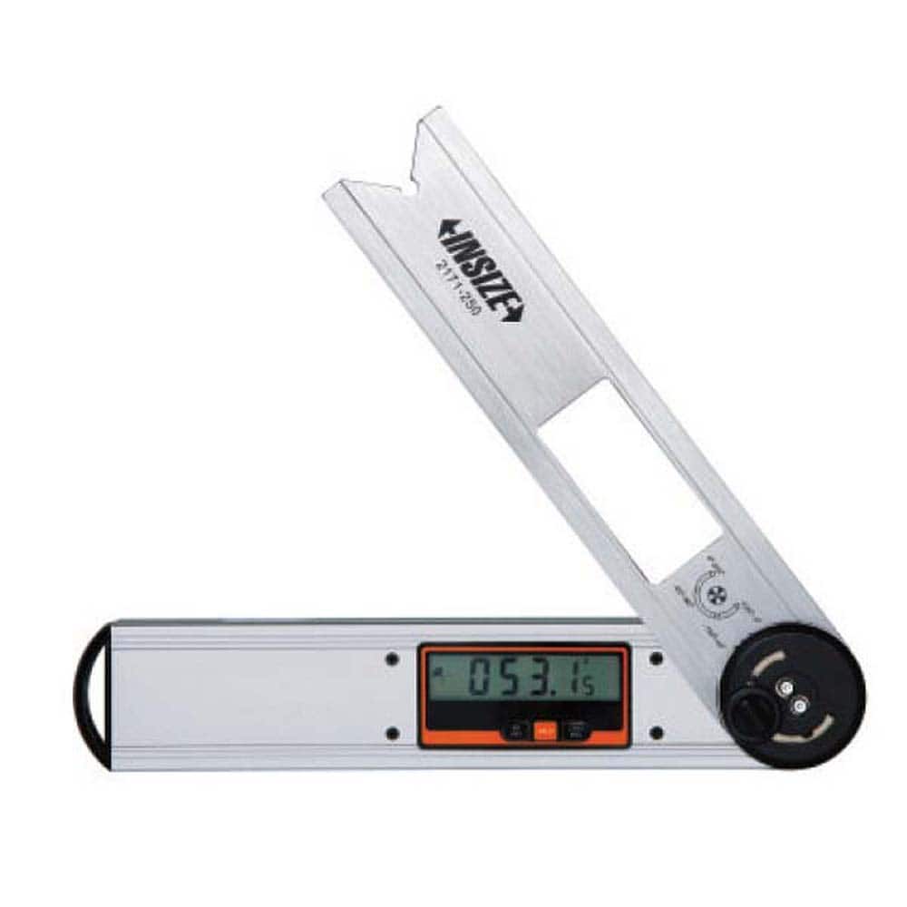 Insize USA LLC - Digital & Dial Protractors; Style: Protractor ; Measuring Range (Degrees): 360.00 ; Magnetic Base: No ; Battery Type: CR2032 ; Resolution (Degrees): 0.05 ; Data Output: No - Exact Tooling