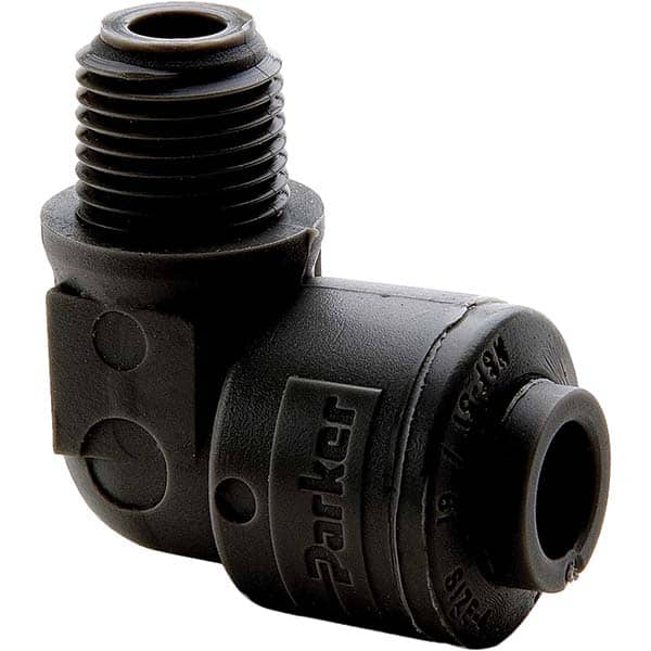 Parker - Plastic Push-To-Connect Tube Fittings Type: Male Elbow Tube Outside Diameter (Inch): 3/8 - Exact Tooling