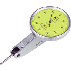 Mahr - Dial Test Indicators; Maximum Measurement (Decimal Inch): 0.0040 ; Maximum Measurement (mm): 0.10 ; Dial Graduation (Decimal Inch): 7.870000 ; Dial Graduation (mm): 0.0020 ; Dial Reading: 100-0-100 ; Dial Diameter (Inch): 1.5 - Exact Tooling