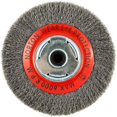 Norton - 6" OD, 5/8" Arbor Hole, Crimped Carbon Wheel Brush - Exact Tooling