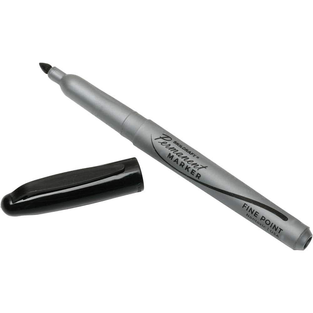 Ability One - Markers & Paintsticks; Type: Permanent Marker ; Color: Black ; Ink Type: Water Base ; Tip Type: Fine Point - Exact Tooling