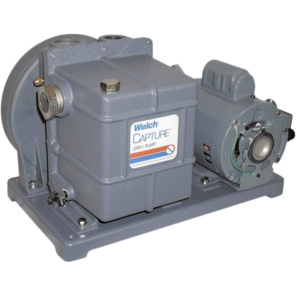 Welch - Rotary Vane-Type Vacuum Pumps; Horsepower: 1 ; Voltage: 115/230V ; Cubic Feet per Minute: 10.60 ; Length (Decimal Inch): 20.0000 ; Width (Decimal Inch): 15.4000 ; Height (Inch): 15.4 - Exact Tooling