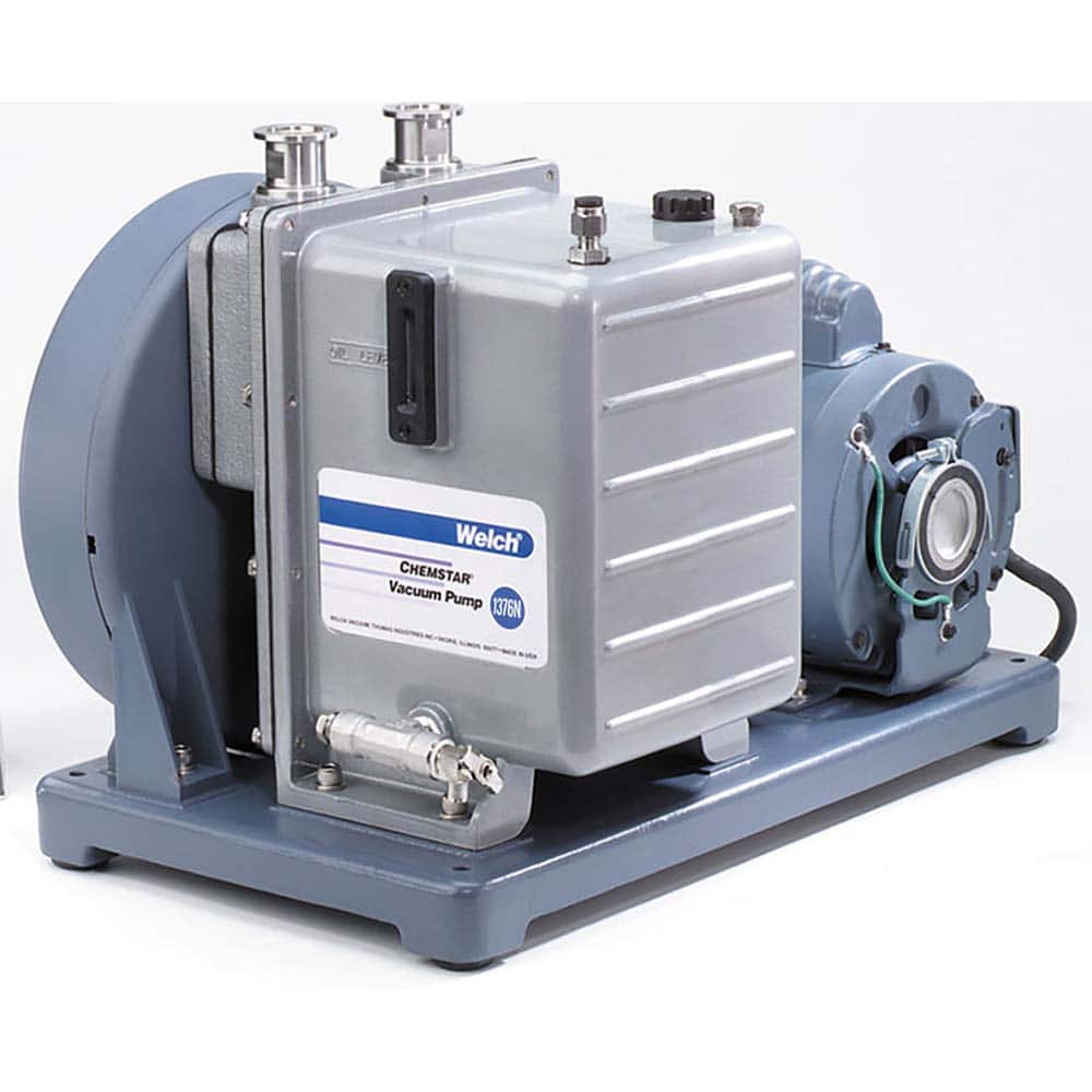 Welch - Rotary Vane-Type Vacuum Pumps; Horsepower: 1 ; Voltage: 230 V ; Cubic Feet per Minute: 10.60 ; Length (Decimal Inch): 20.0000 ; Width (Decimal Inch): 14.0000 ; Height (Inch): 15.4 - Exact Tooling
