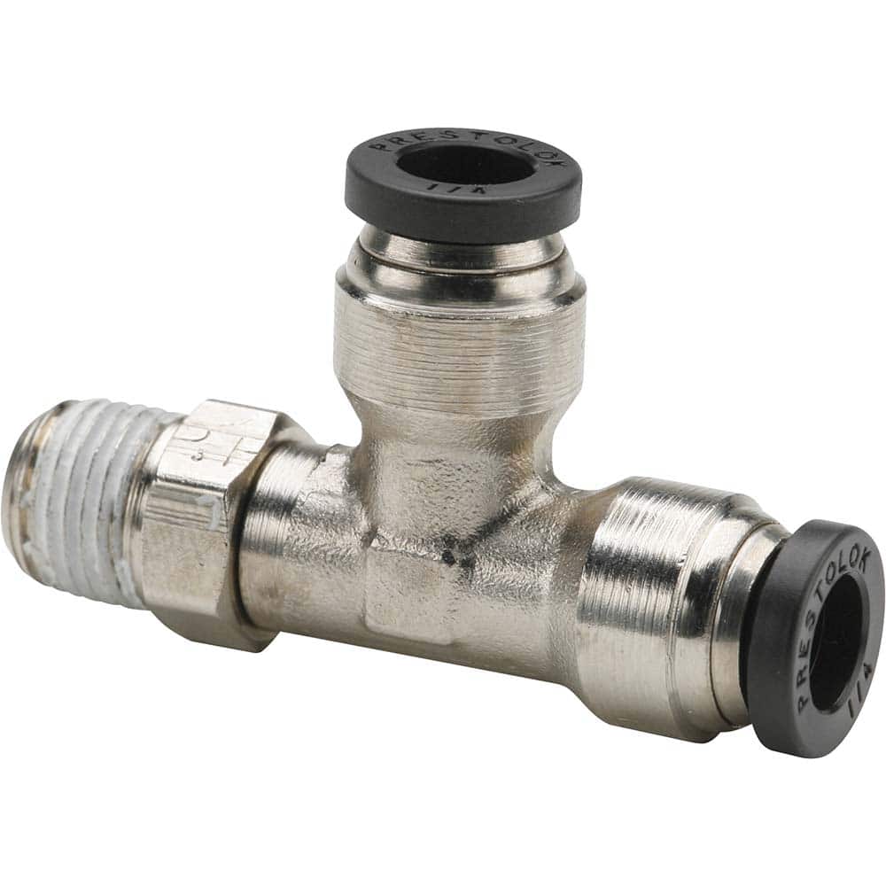 Parker - Metal Push-To-Connect Tube Fittings Type: Male Run Tee Swivel Tube Outside Diameter (Inch): 1/4 - Exact Tooling