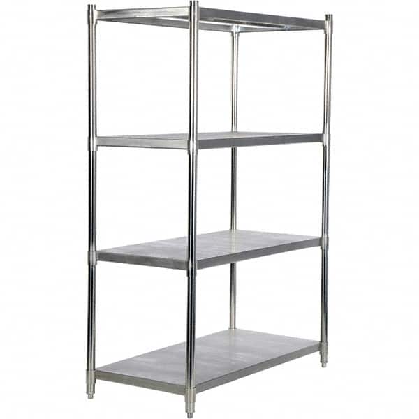 Vestil - 4 Shelf Steel Shelving - 600 Lb Capacity, 24" Wide x 74" High x 48" Deep, Stainless Steel - Exact Tooling