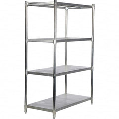Vestil - 4 Shelf Steel Shelving - 600 Lb Capacity, 24" Wide x 74" High x 48" Deep, Stainless Steel - Exact Tooling