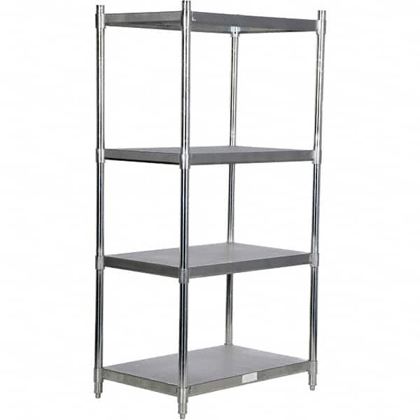 Vestil - 4 Shelf Steel Shelving - 600 Lb Capacity, 24" Wide x 74" High x 36" Deep, Stainless Steel - Exact Tooling
