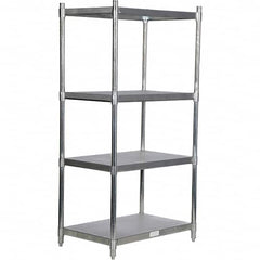 Vestil - 4 Shelf Steel Shelving - 600 Lb Capacity, 24" Wide x 74" High x 36" Deep, Stainless Steel - Exact Tooling
