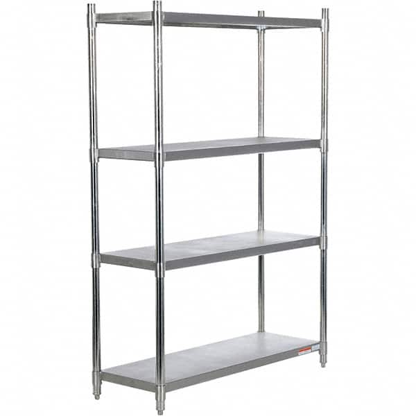 Vestil - 4 Shelf Steel Shelving - 600 Lb Capacity, 18" Wide x 74" High x 48" Deep, Stainless Steel - Exact Tooling