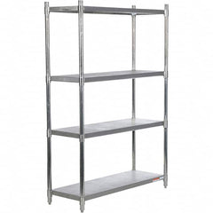 Vestil - 4 Shelf Steel Shelving - 600 Lb Capacity, 18" Wide x 74" High x 48" Deep, Stainless Steel - Exact Tooling