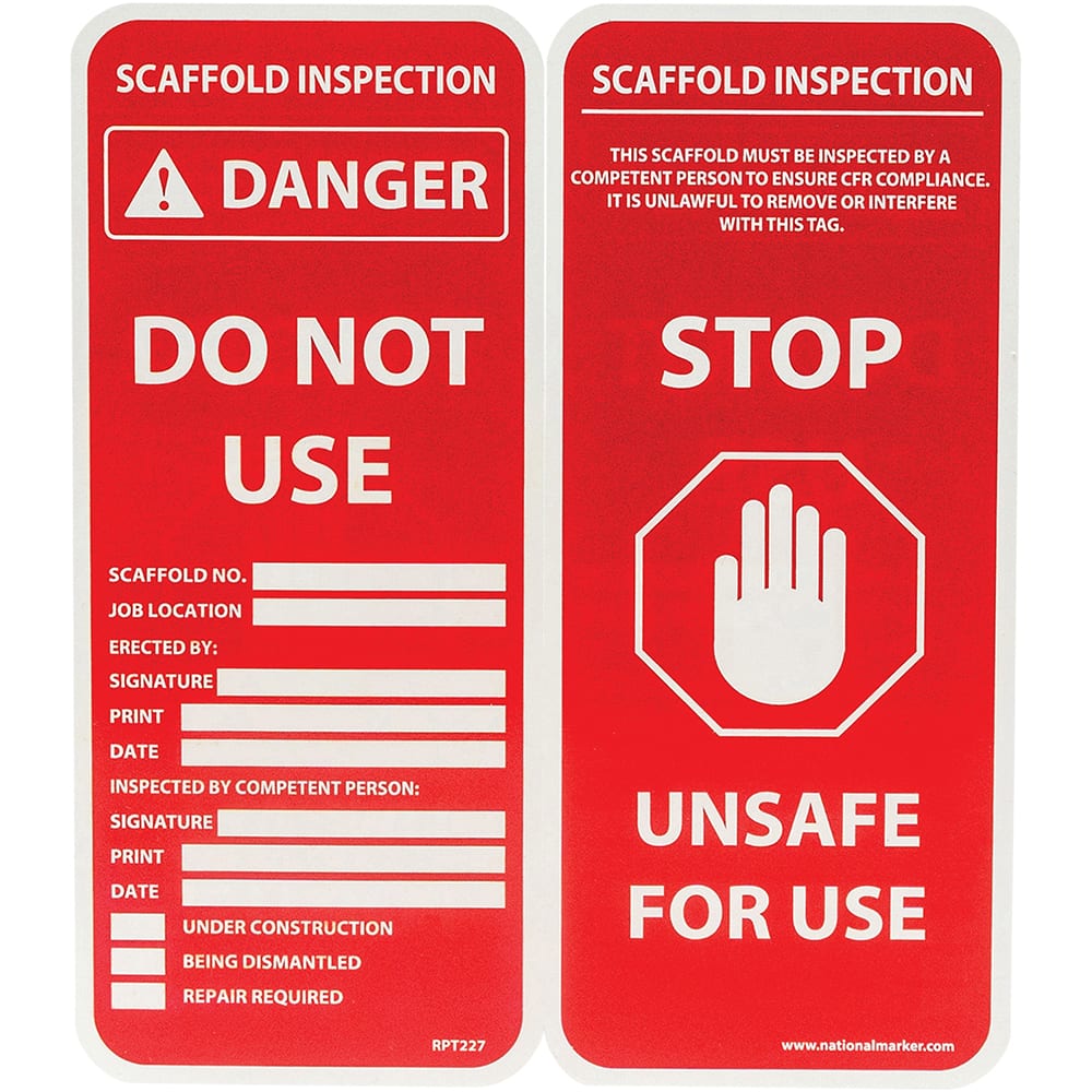 NMC - Safety & Facility Tags Message Type: Accident Prevention Tag Header: SCAFFOLD INSPECTION - Exact Tooling