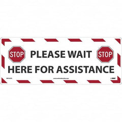 NMC - "STOP! - Please Wait Here for Assistance" Adhesive-Backed Floor Sign - Exact Tooling