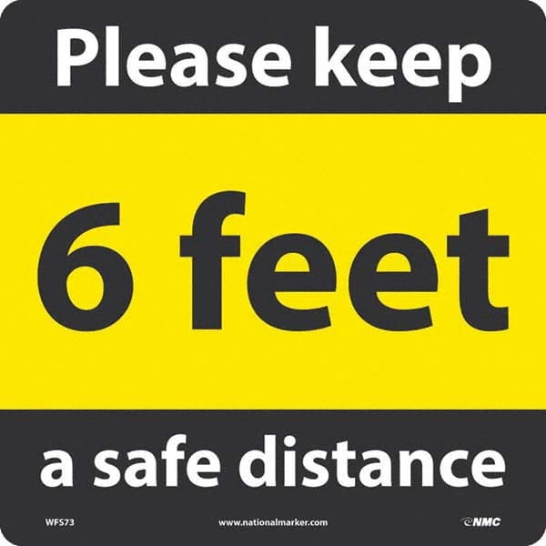 NMC - "Please Keep a Safe Distance - 6 Feet" Adhesive-Backed Floor Sign - Exact Tooling