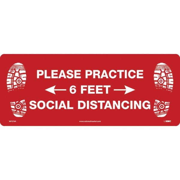NMC - "Please Practice Social Distancing" Adhesive-Backed Floor Sign - Exact Tooling