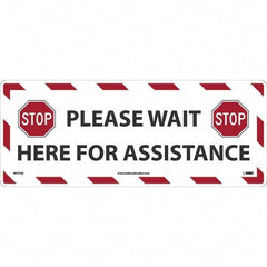 NMC - "STOP! - Please Wait Here for Assistance" Adhesive-Backed Floor Sign - Exact Tooling