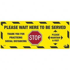 NMC - "STOP! - Please Wait Here to Be Served" Adhesive-Backed Floor Sign - Exact Tooling