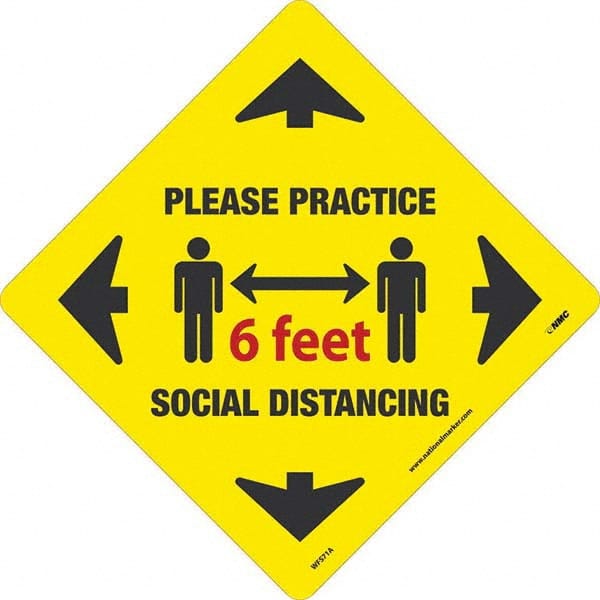 NMC - "Please Practice Social Distancing" Adhesive-Backed Floor Sign - Exact Tooling
