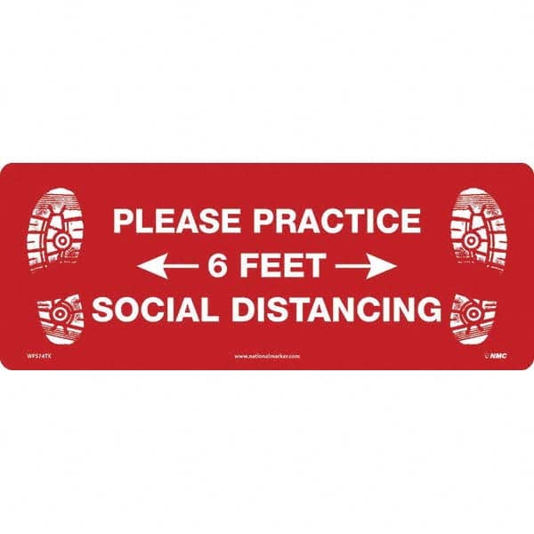 NMC - "Please Practice Social Distancing" Adhesive-Backed Floor Sign - Exact Tooling