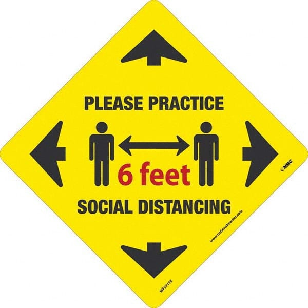NMC - "Please Practice Social Distancing" Adhesive-Backed Floor Sign - Exact Tooling