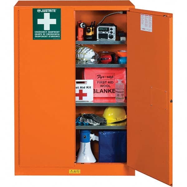 Justrite - Empty First Aid Cabinets & Cases Type: Emergency Preparedness Storage Cabinet Height (Inch): 65 - Exact Tooling