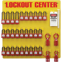 Ability One - Lockout Centers & Stations; Type: Lockout Station ; Equipped or Empty: Equipped ; Maximum Number of Locks: 28 ; Language: English ; Board Coating: None - Exact Tooling