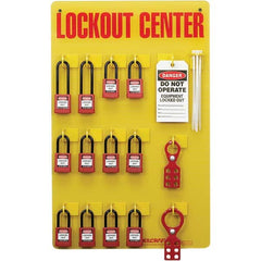 Ability One - Lockout Centers & Stations; Type: Lockout Station ; Equipped or Empty: Equipped ; Maximum Number of Locks: 12 ; Language: English ; Board Coating: None - Exact Tooling