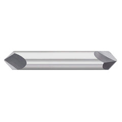 Titan USA - Chamfer Mills; Cutter Head Diameter (Inch): 3/8 ; Included Angle B: 49 ; Included Angle A: 82 ; Chamfer Mill Material: Solid Carbide ; Chamfer Mill Finish/Coating: Uncoated ; Overall Length (Inch): 2-1/2 - Exact Tooling