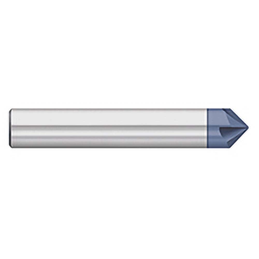 Titan USA - Chamfer Mills; Cutter Head Diameter (Inch): 5/16 ; Included Angle B: 40 ; Included Angle A: 100 ; Chamfer Mill Material: Solid Carbide ; Chamfer Mill Finish/Coating: AlTiN ; Overall Length (Inch): 2-1/2 - Exact Tooling