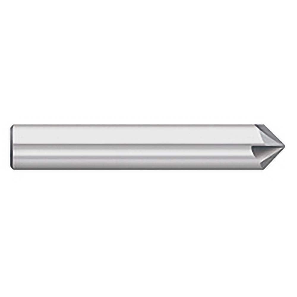 Titan USA - Chamfer Mills; Cutter Head Diameter (Inch): 1/4 ; Included Angle B: 30 ; Included Angle A: 120 ; Chamfer Mill Material: Solid Carbide ; Chamfer Mill Finish/Coating: Uncoated ; Overall Length (Inch): 2-1/2 - Exact Tooling