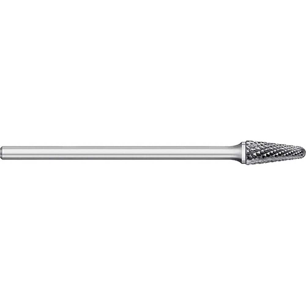 Titan USA - Burrs; Head Shape: Taper w/Radius End ; Industry Specification: SL-42L3 ; Tooth Style: Double Cut ; Cutting Diameter (Inch): 1/8 ; Cutting Diameter (Decimal Inch): 0.1250 ; Shank Diameter (Inch): 1/8 - Exact Tooling