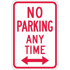 Lyle Signs - Traffic & Parking Signs; MessageType: No Parking & Tow Away Signs ; Message or Graphic: Message & Graphic ; Legend: No Parking Any Time ; Graphic Type: Double Arrow ; Reflectivity: Reflective; High Intensity ; Material: Aluminum - Exact Tooling
