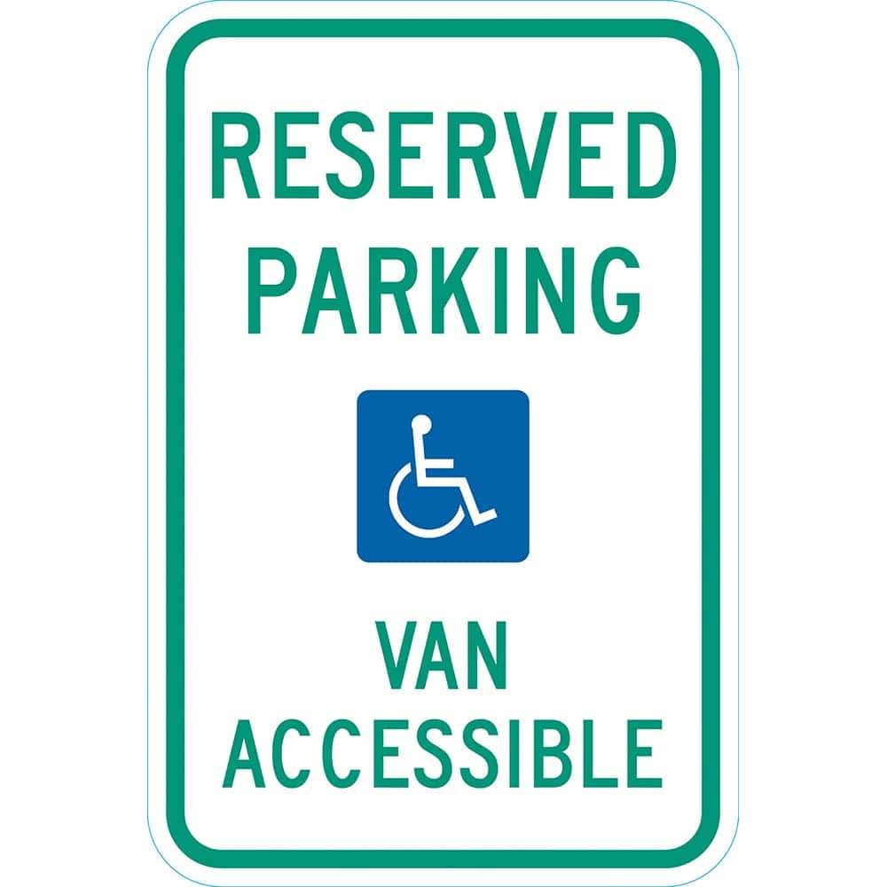 Lyle Signs - Traffic & Parking Signs; MessageType: ADA Signs; Parking Lot ; Message or Graphic: Message & Graphic ; Legend: Reserved Parking (w HDCP SYM) Van Accessible, ; Graphic Type: Handicap Symbol ; Reflectivity: Reflective; High Intensity ; Materia - Exact Tooling