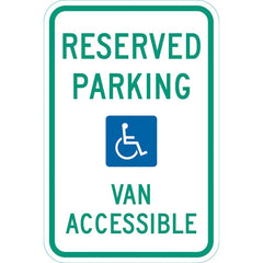 Lyle Signs - Traffic & Parking Signs; MessageType: ADA Signs; Parking Lot ; Message or Graphic: Message & Graphic ; Legend: Reserved Parking (w HDCP SYM) Van Accessible, ; Graphic Type: Handicap Symbol ; Reflectivity: Reflective; High Intensity ; Materia - Exact Tooling