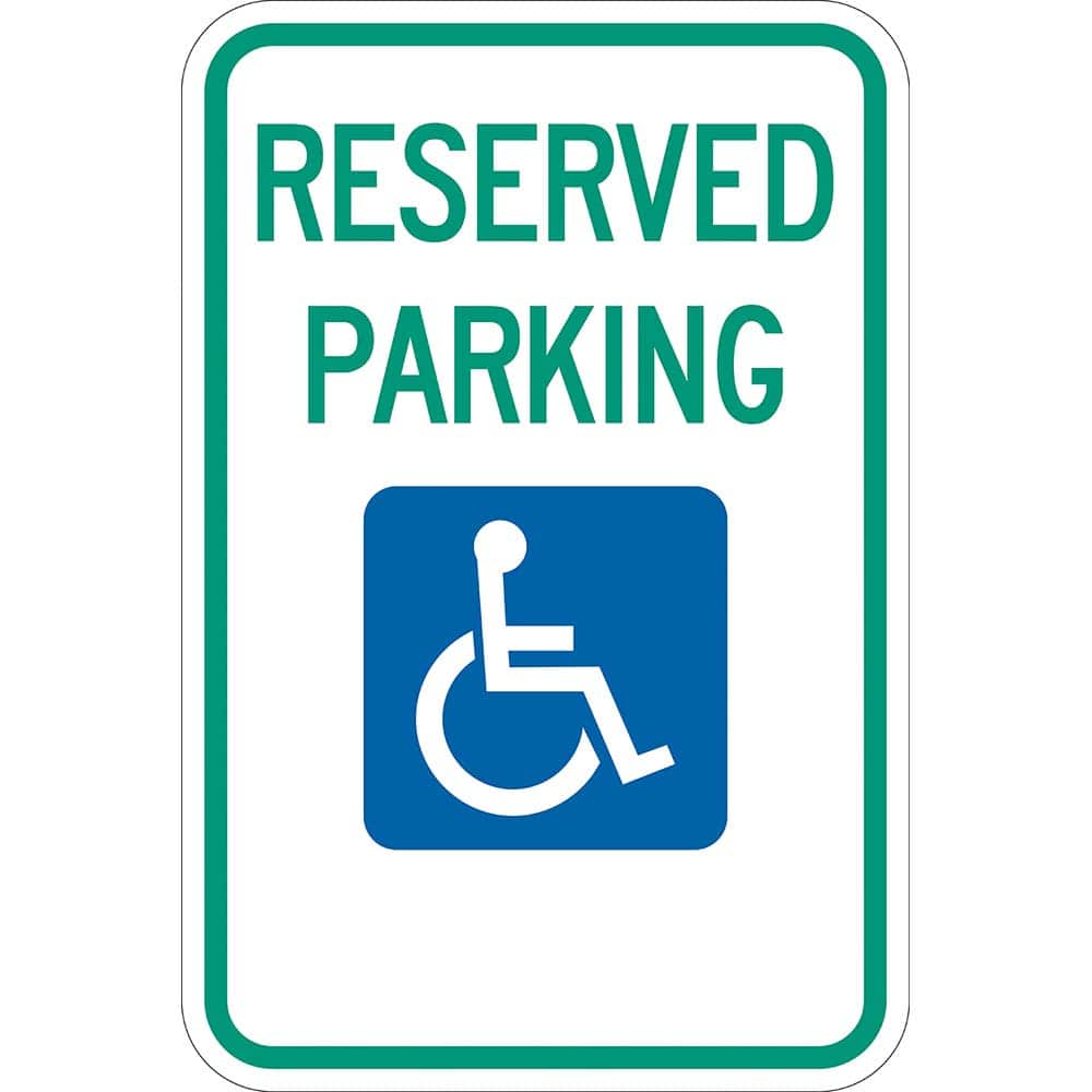 Lyle Signs - Traffic & Parking Signs; MessageType: Reserved Parking Signs ; Message or Graphic: Message & Graphic ; Legend: Reserved Parking ; Graphic Type: Handicap Symbol ; Reflectivity: Reflective; High Intensity ; Material: Aluminum - Exact Tooling