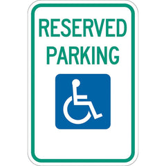 Lyle Signs - Traffic & Parking Signs; MessageType: Reserved Parking Signs ; Message or Graphic: Message & Graphic ; Legend: Reserved Parking ; Graphic Type: Handicap Symbol ; Reflectivity: Reflective; High Intensity ; Material: Aluminum - Exact Tooling