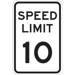 Lyle Signs - Traffic & Parking Signs; MessageType: Speed Limit Signs ; Message or Graphic: Message Only ; Legend: Speed Limit 10 ; Graphic Type: None ; Reflectivity: Reflective; Engineer Grade ; Material: Aluminum - Exact Tooling