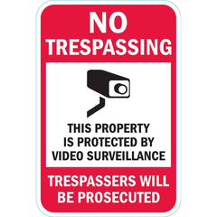 Lyle Signs - Traffic & Parking Signs; MessageType: Warning & Safety Reminder Signs ; Message or Graphic: Message & Graphic ; Legend: This Property is Protected By Video Surveillance Trespassers Will Be Prosecuted ; Graphic Type: Camera ; Reflectivity: Re - Exact Tooling
