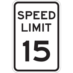 Lyle Signs - Traffic & Parking Signs; MessageType: Speed Limit Signs ; Message or Graphic: Message Only ; Legend: Speed Limit 15 ; Graphic Type: None ; Reflectivity: Reflective; High Intensity ; Material: Aluminum - Exact Tooling
