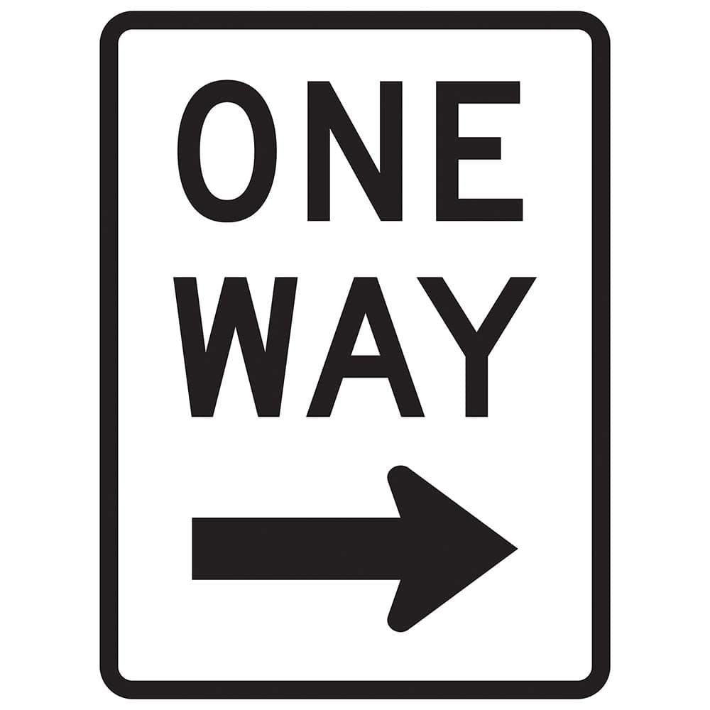 Lyle Signs - Traffic & Parking Signs; MessageType: Traffic Control Signs ; Message or Graphic: Message & Graphic ; Legend: One Way (Right Arrow) ; Graphic Type: Right Arrow ; Reflectivity: Reflective; Engineer Grade ; Material: Aluminum - Exact Tooling