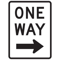 Lyle Signs - Traffic & Parking Signs; MessageType: Traffic Control Signs ; Message or Graphic: Message & Graphic ; Legend: One Way (Right Arrow) ; Graphic Type: Right Arrow ; Reflectivity: Reflective; Engineer Grade ; Material: Aluminum - Exact Tooling